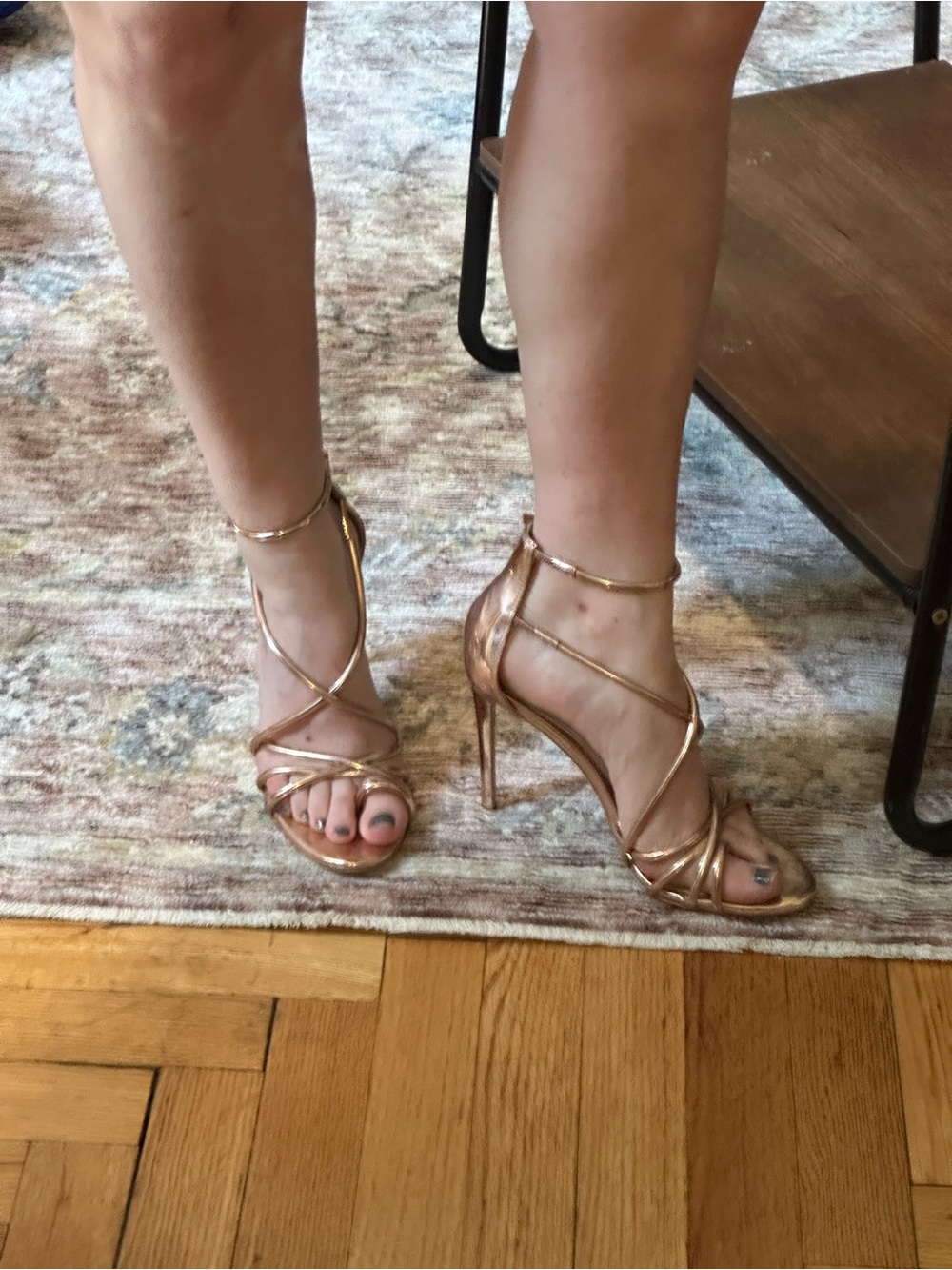 Steve Madden Rose Gold Satya Strappy Stiletto Heels